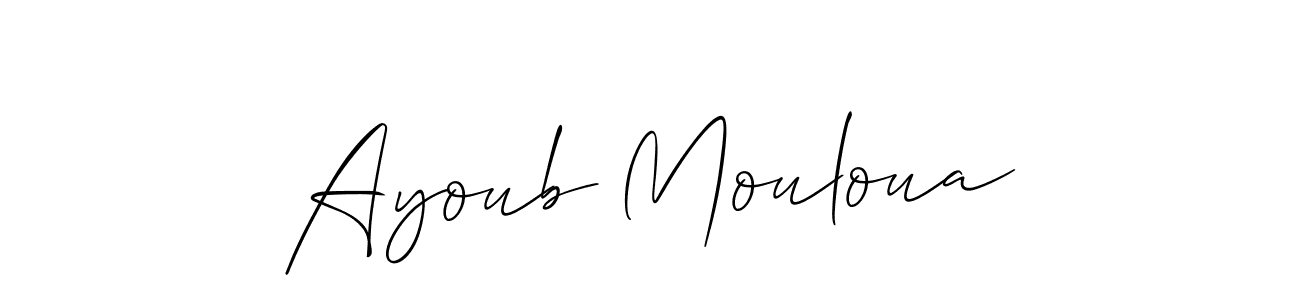 Make a beautiful signature design for name Ayoub Mouloua. With this signature (Allison_Script) style, you can create a handwritten signature for free. Ayoub Mouloua signature style 2 images and pictures png