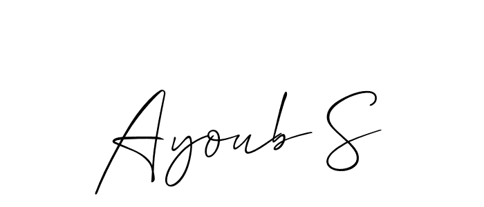 Make a beautiful signature design for name Ayoub S. With this signature (Allison_Script) style, you can create a handwritten signature for free. Ayoub S signature style 2 images and pictures png