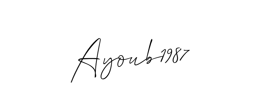 Make a short Ayoub1987 signature style. Manage your documents anywhere anytime using Allison_Script. Create and add eSignatures, submit forms, share and send files easily. Ayoub1987 signature style 2 images and pictures png