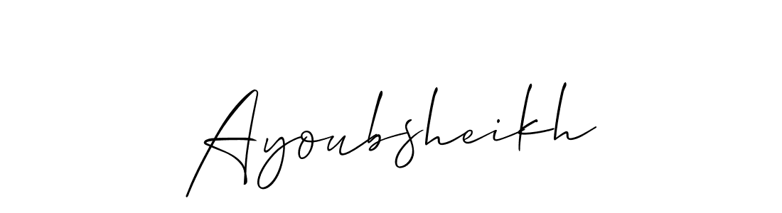 if you are searching for the best signature style for your name Ayoubsheikh. so please give up your signature search. here we have designed multiple signature styles  using Allison_Script. Ayoubsheikh signature style 2 images and pictures png