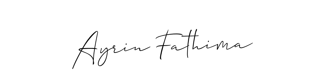 Use a signature maker to create a handwritten signature online. With this signature software, you can design (Allison_Script) your own signature for name Ayrin Fathima. Ayrin Fathima signature style 2 images and pictures png