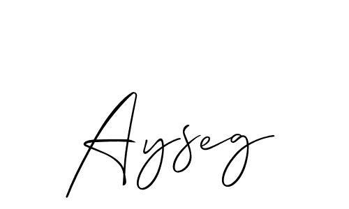 Create a beautiful signature design for name Ayseg. With this signature (Allison_Script) fonts, you can make a handwritten signature for free. Ayseg signature style 2 images and pictures png