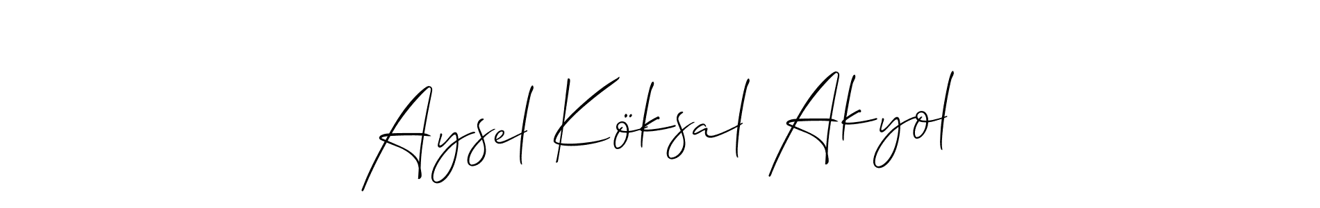 It looks lik you need a new signature style for name Aysel Köksal Akyol. Design unique handwritten (Allison_Script) signature with our free signature maker in just a few clicks. Aysel Köksal Akyol signature style 2 images and pictures png