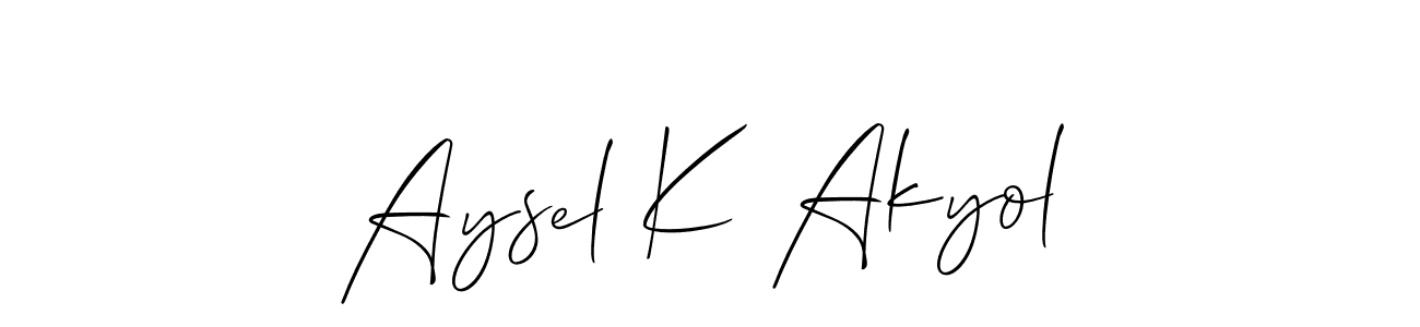 Make a short Aysel K Akyol signature style. Manage your documents anywhere anytime using Allison_Script. Create and add eSignatures, submit forms, share and send files easily. Aysel K Akyol signature style 2 images and pictures png