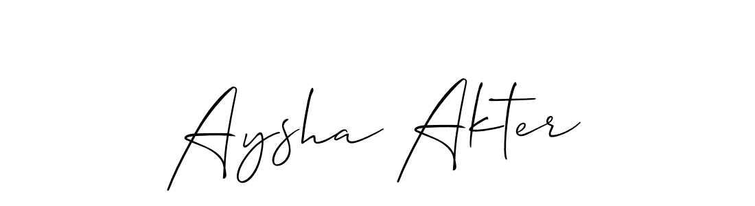 The best way (Allison_Script) to make a short signature is to pick only two or three words in your name. The name Aysha Akter include a total of six letters. For converting this name. Aysha Akter signature style 2 images and pictures png