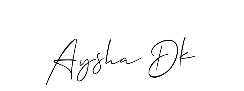 How to make Aysha Dk name signature. Use Allison_Script style for creating short signs online. This is the latest handwritten sign. Aysha Dk signature style 2 images and pictures png