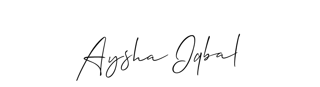 Allison_Script is a professional signature style that is perfect for those who want to add a touch of class to their signature. It is also a great choice for those who want to make their signature more unique. Get Aysha Iqbal name to fancy signature for free. Aysha Iqbal signature style 2 images and pictures png