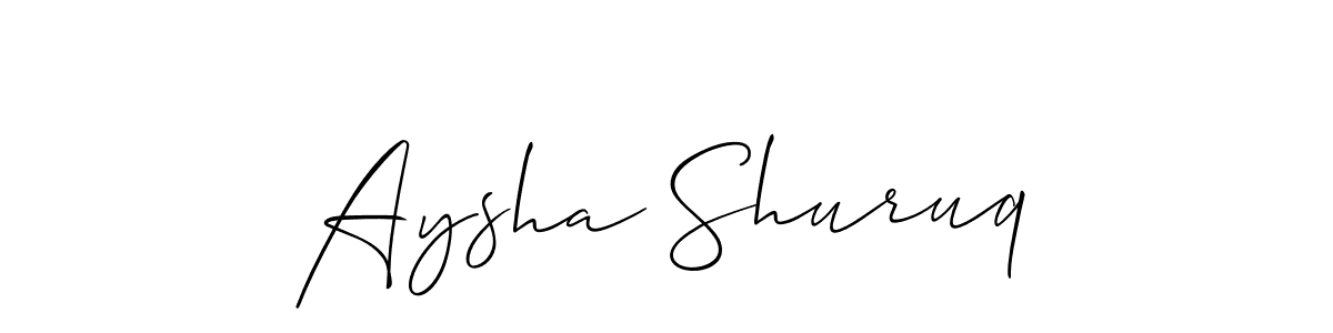 Design your own signature with our free online signature maker. With this signature software, you can create a handwritten (Allison_Script) signature for name Aysha Shuruq. Aysha Shuruq signature style 2 images and pictures png