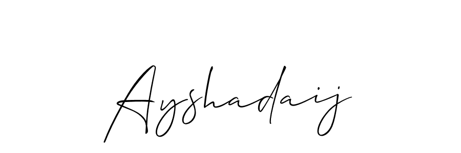Create a beautiful signature design for name Ayshadaij. With this signature (Allison_Script) fonts, you can make a handwritten signature for free. Ayshadaij signature style 2 images and pictures png