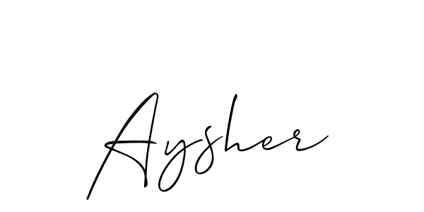 The best way (Allison_Script) to make a short signature is to pick only two or three words in your name. The name Aysher include a total of six letters. For converting this name. Aysher signature style 2 images and pictures png