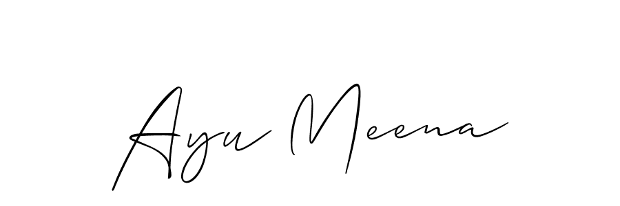Create a beautiful signature design for name Ayu Meena. With this signature (Allison_Script) fonts, you can make a handwritten signature for free. Ayu Meena signature style 2 images and pictures png