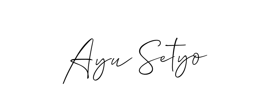 You should practise on your own different ways (Allison_Script) to write your name (Ayu Setyo) in signature. don't let someone else do it for you. Ayu Setyo signature style 2 images and pictures png