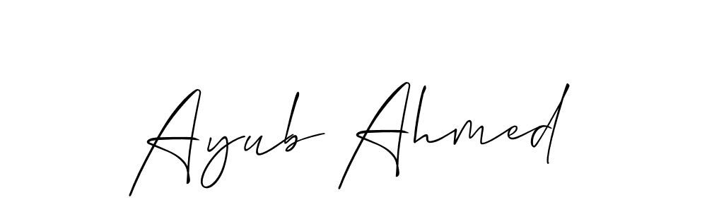 Make a beautiful signature design for name Ayub Ahmed. With this signature (Allison_Script) style, you can create a handwritten signature for free. Ayub Ahmed signature style 2 images and pictures png