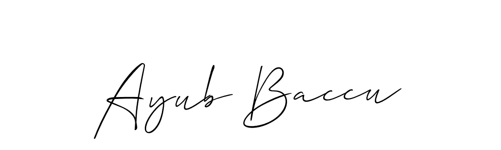 if you are searching for the best signature style for your name Ayub Baccu. so please give up your signature search. here we have designed multiple signature styles  using Allison_Script. Ayub Baccu signature style 2 images and pictures png