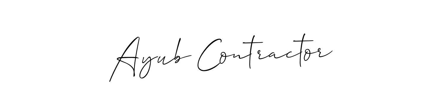 if you are searching for the best signature style for your name Ayub Contractor. so please give up your signature search. here we have designed multiple signature styles  using Allison_Script. Ayub Contractor signature style 2 images and pictures png
