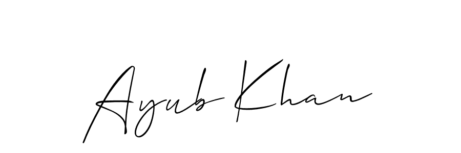 Make a beautiful signature design for name Ayub Khan. With this signature (Allison_Script) style, you can create a handwritten signature for free. Ayub Khan signature style 2 images and pictures png