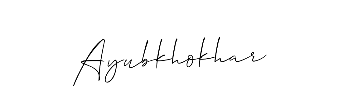 Make a beautiful signature design for name Ayubkhokhar. With this signature (Allison_Script) style, you can create a handwritten signature for free. Ayubkhokhar signature style 2 images and pictures png
