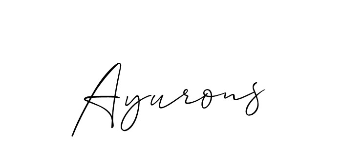 The best way (Allison_Script) to make a short signature is to pick only two or three words in your name. The name Ayurons include a total of six letters. For converting this name. Ayurons signature style 2 images and pictures png