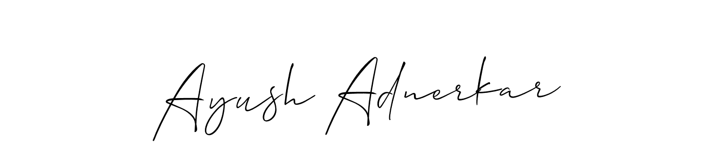 Also we have Ayush Adnerkar name is the best signature style. Create professional handwritten signature collection using Allison_Script autograph style. Ayush Adnerkar signature style 2 images and pictures png