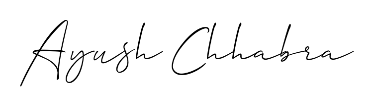 The Allison_Script handwriting style adds charm and authenticity to name Ayush Chhabra. A wonderful choice for personal thank-you notes. Ayush Chhabra signature style 2 images and pictures png