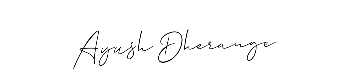 Allison_Script is a professional signature style that is perfect for those who want to add a touch of class to their signature. It is also a great choice for those who want to make their signature more unique. Get Ayush Dherange name to fancy signature for free. Ayush Dherange signature style 2 images and pictures png