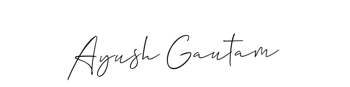 The best way (Allison_Script) to make a short signature is to pick only two or three words in your name. The name Ayush Gautam include a total of six letters. For converting this name. Ayush Gautam signature style 2 images and pictures png