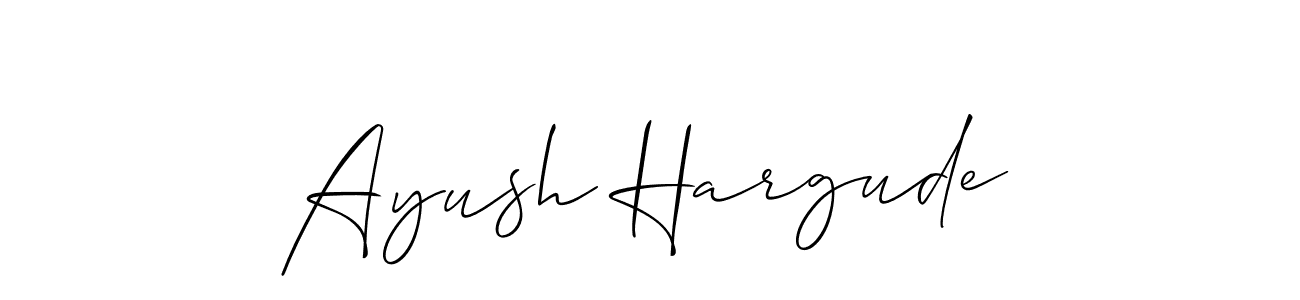 The best way (Allison_Script) to make a short signature is to pick only two or three words in your name. The name Ayush Hargude include a total of six letters. For converting this name. Ayush Hargude signature style 2 images and pictures png