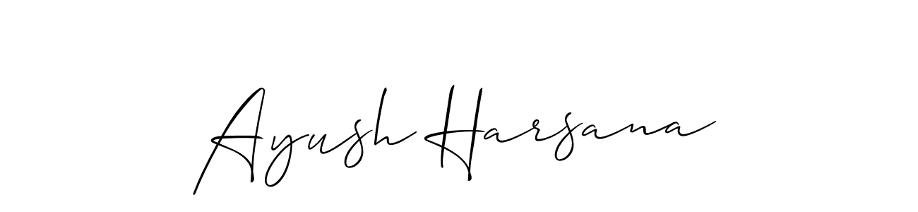 How to make Ayush Harsana name signature. Use Allison_Script style for creating short signs online. This is the latest handwritten sign. Ayush Harsana signature style 2 images and pictures png