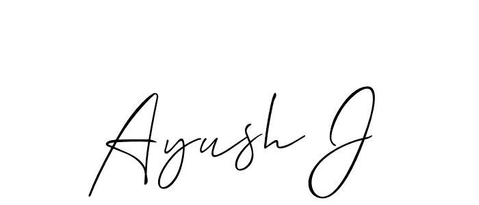 Ayush J stylish signature style. Best Handwritten Sign (Allison_Script) for my name. Handwritten Signature Collection Ideas for my name Ayush J. Ayush J signature style 2 images and pictures png