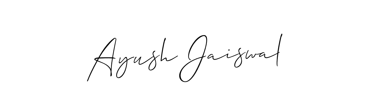 Allison_Script is a professional signature style that is perfect for those who want to add a touch of class to their signature. It is also a great choice for those who want to make their signature more unique. Get Ayush Jaiswal name to fancy signature for free. Ayush Jaiswal signature style 2 images and pictures png