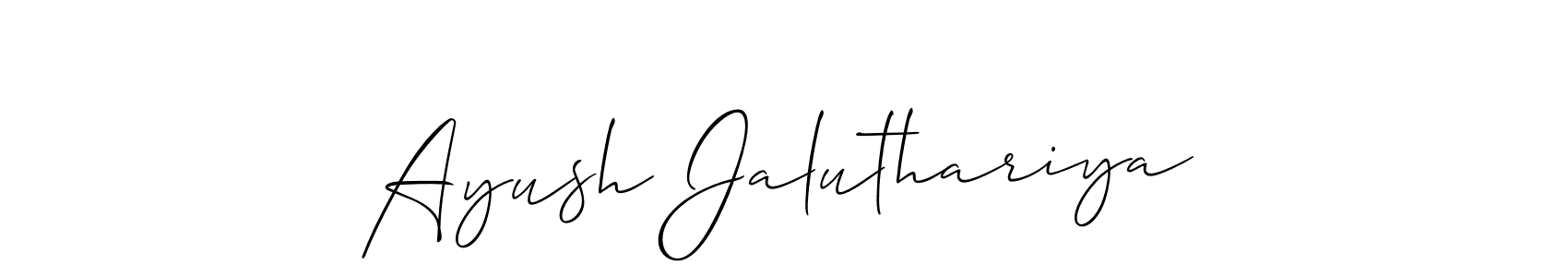 Also we have Ayush Jaluthariya name is the best signature style. Create professional handwritten signature collection using Allison_Script autograph style. Ayush Jaluthariya signature style 2 images and pictures png