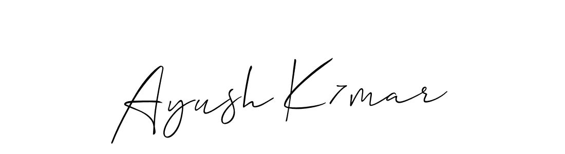 Allison_Script is a professional signature style that is perfect for those who want to add a touch of class to their signature. It is also a great choice for those who want to make their signature more unique. Get Ayush K7mar name to fancy signature for free. Ayush K7mar signature style 2 images and pictures png