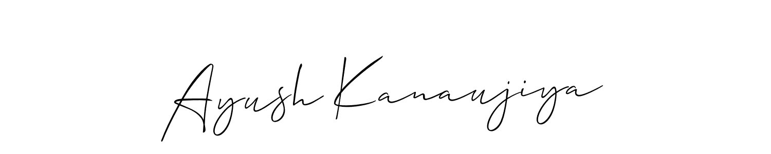 You should practise on your own different ways (Allison_Script) to write your name (Ayush Kanaujiya) in signature. don't let someone else do it for you. Ayush Kanaujiya signature style 2 images and pictures png