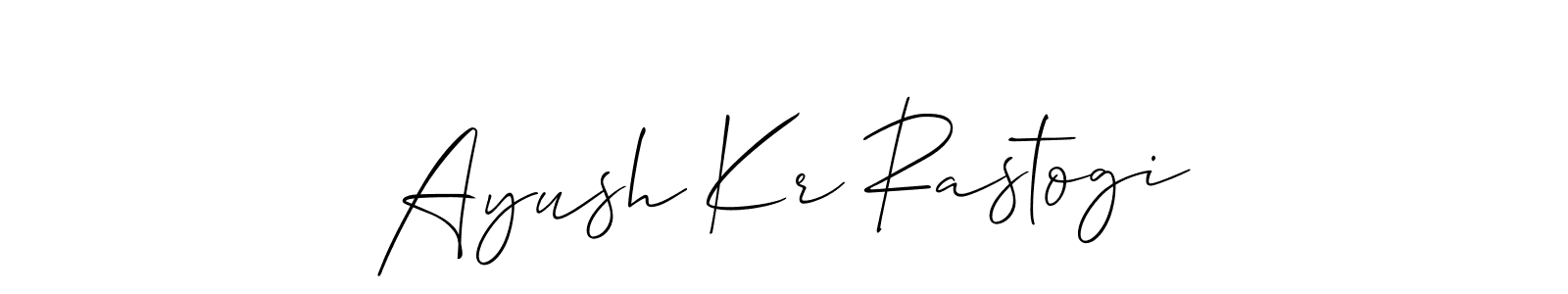This is the best signature style for the Ayush Kr Rastogi name. Also you like these signature font (Allison_Script). Mix name signature. Ayush Kr Rastogi signature style 2 images and pictures png