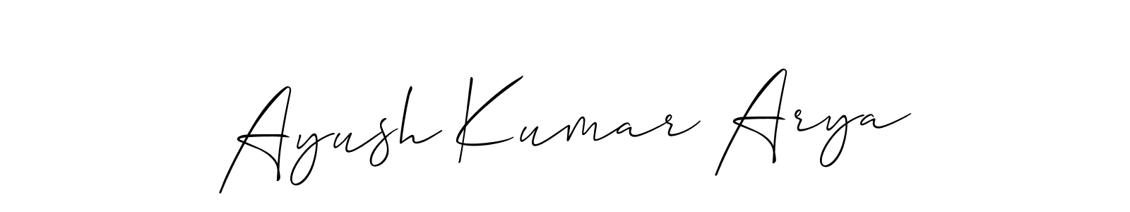 The best way (Allison_Script) to make a short signature is to pick only two or three words in your name. The name Ayush Kumar Arya include a total of six letters. For converting this name. Ayush Kumar Arya signature style 2 images and pictures png