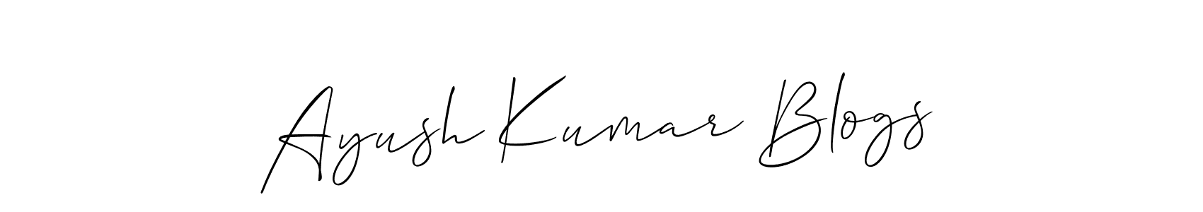 Allison_Script is a professional signature style that is perfect for those who want to add a touch of class to their signature. It is also a great choice for those who want to make their signature more unique. Get Ayush Kumar Blogs name to fancy signature for free. Ayush Kumar Blogs signature style 2 images and pictures png