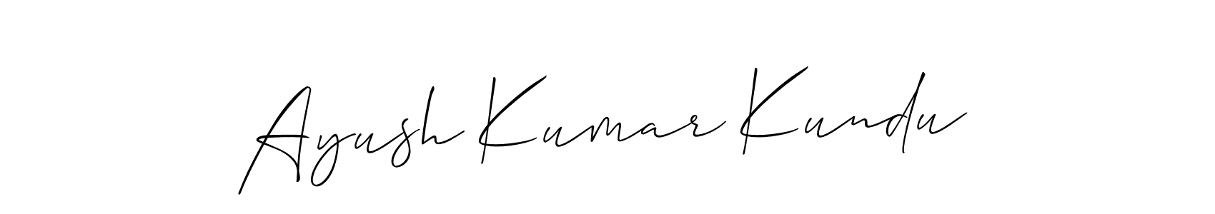 It looks lik you need a new signature style for name Ayush Kumar Kundu. Design unique handwritten (Allison_Script) signature with our free signature maker in just a few clicks. Ayush Kumar Kundu signature style 2 images and pictures png