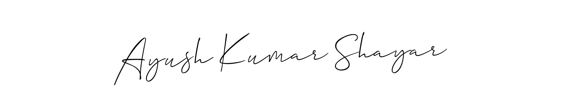 Make a short Ayush Kumar Shayar signature style. Manage your documents anywhere anytime using Allison_Script. Create and add eSignatures, submit forms, share and send files easily. Ayush Kumar Shayar signature style 2 images and pictures png