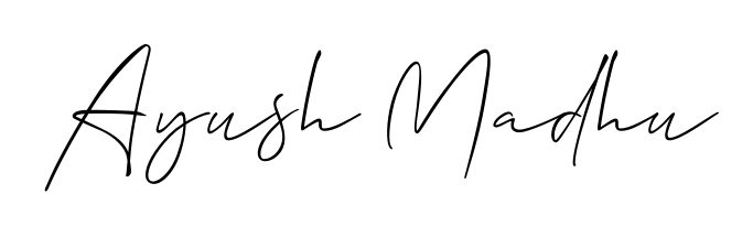 A modern signature idea for name Ayush Madhu using Allison_Script font. Clean strokes and elegant curves make it stand out instantly. Ayush Madhu signature style 2 images and pictures png