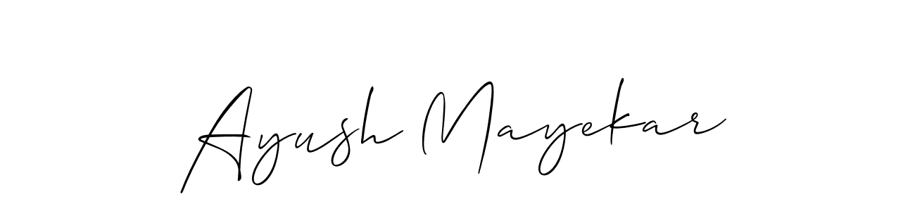 Also we have Ayush Mayekar name is the best signature style. Create professional handwritten signature collection using Allison_Script autograph style. Ayush Mayekar signature style 2 images and pictures png