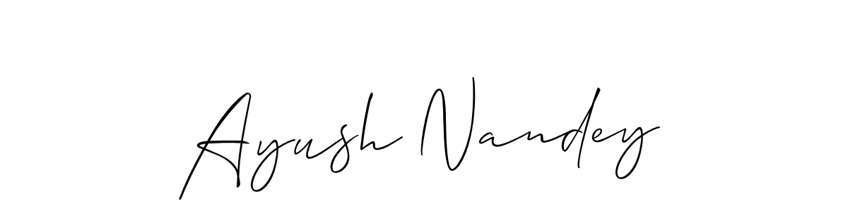 How to make Ayush Nandey name signature. Use Allison_Script style for creating short signs online. This is the latest handwritten sign. Ayush Nandey signature style 2 images and pictures png