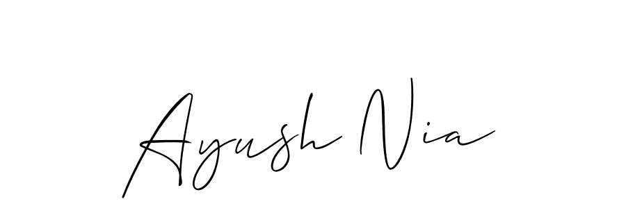 Also we have Ayush Nia name is the best signature style. Create professional handwritten signature collection using Allison_Script autograph style. Ayush Nia signature style 2 images and pictures png