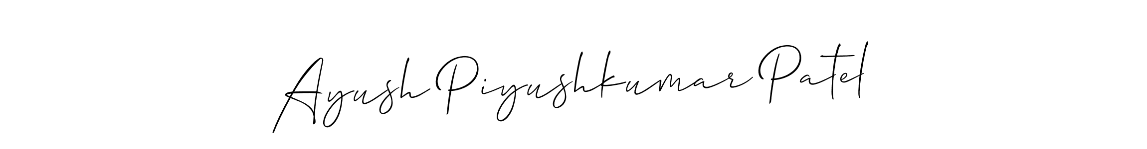 Make a beautiful signature design for name Ayush Piyushkumar Patel. With this signature (Allison_Script) style, you can create a handwritten signature for free. Ayush Piyushkumar Patel signature style 2 images and pictures png