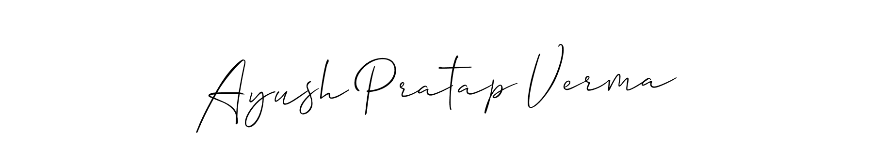 Allison_Script is a professional signature style that is perfect for those who want to add a touch of class to their signature. It is also a great choice for those who want to make their signature more unique. Get Ayush Pratap Verma name to fancy signature for free. Ayush Pratap Verma signature style 2 images and pictures png