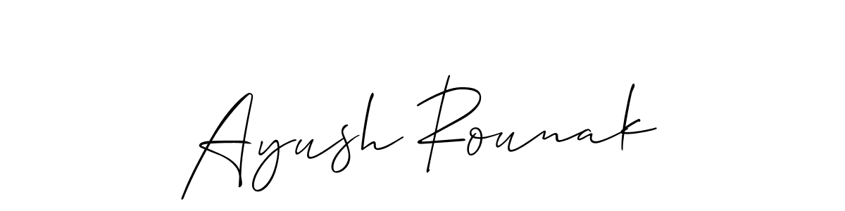 Design your own signature with our free online signature maker. With this signature software, you can create a handwritten (Allison_Script) signature for name Ayush Rounak. Ayush Rounak signature style 2 images and pictures png