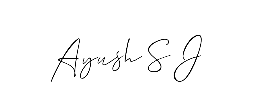 You should practise on your own different ways (Allison_Script) to write your name (Ayush S J) in signature. don't let someone else do it for you. Ayush S J signature style 2 images and pictures png