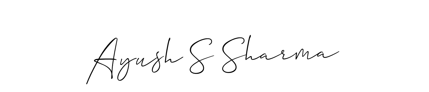 if you are searching for the best signature style for your name Ayush S Sharma. so please give up your signature search. here we have designed multiple signature styles  using Allison_Script. Ayush S Sharma signature style 2 images and pictures png