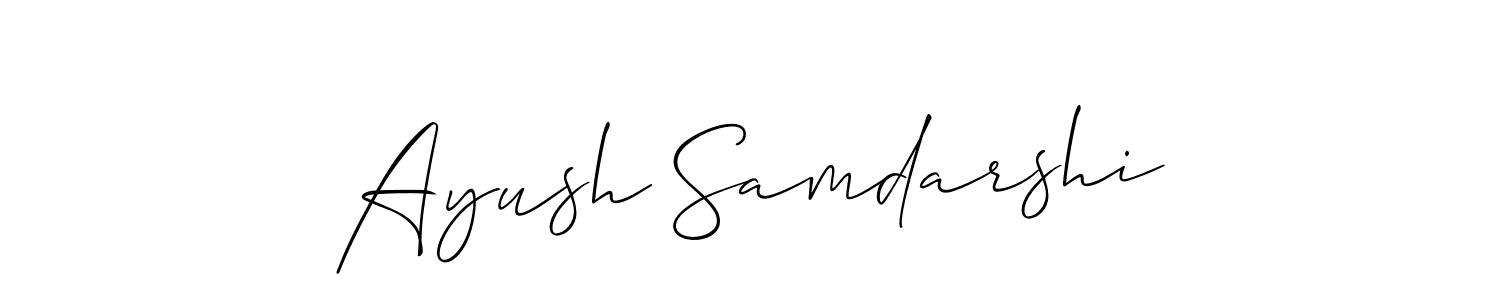 The best way (Allison_Script) to make a short signature is to pick only two or three words in your name. The name Ayush Samdarshi include a total of six letters. For converting this name. Ayush Samdarshi signature style 2 images and pictures png