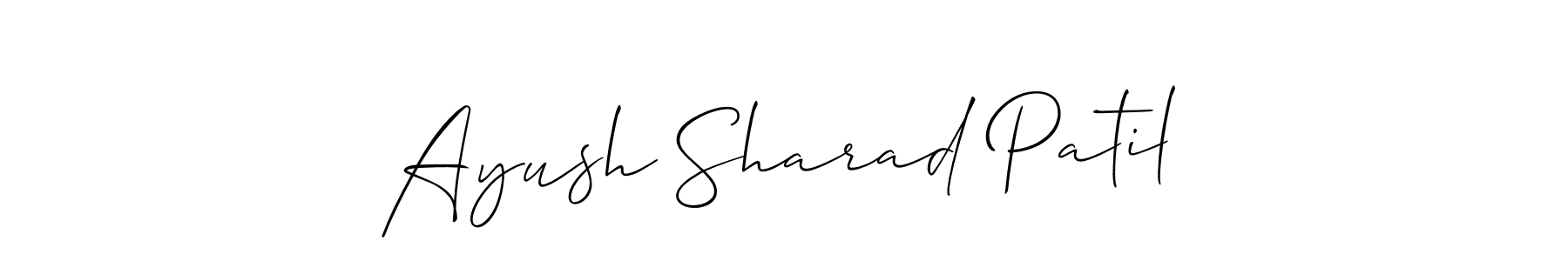 The best way (Allison_Script) to make a short signature is to pick only two or three words in your name. The name Ayush Sharad Patil include a total of six letters. For converting this name. Ayush Sharad Patil signature style 2 images and pictures png