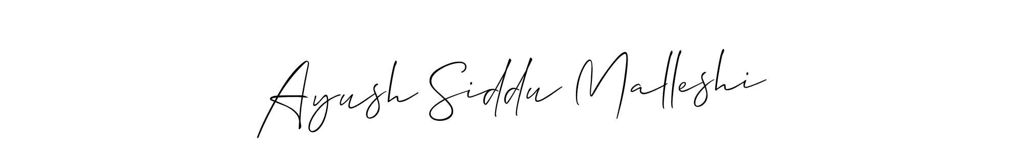 The best way (Allison_Script) to make a short signature is to pick only two or three words in your name. The name Ayush Siddu Malleshi include a total of six letters. For converting this name. Ayush Siddu Malleshi signature style 2 images and pictures png